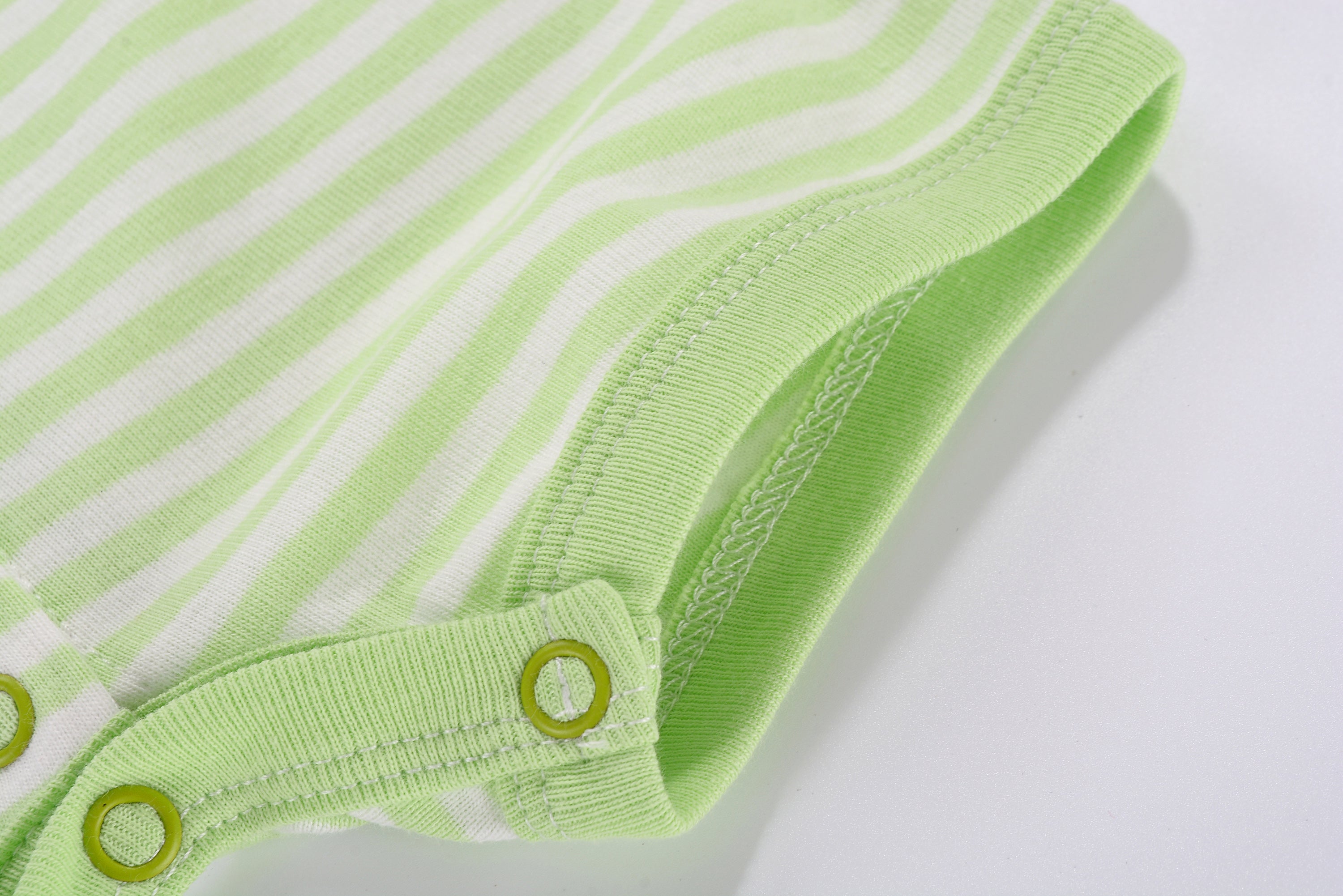 Baby Boy Sleeveless Green Stripe Romper w Embroidered Boat - Little Kooma