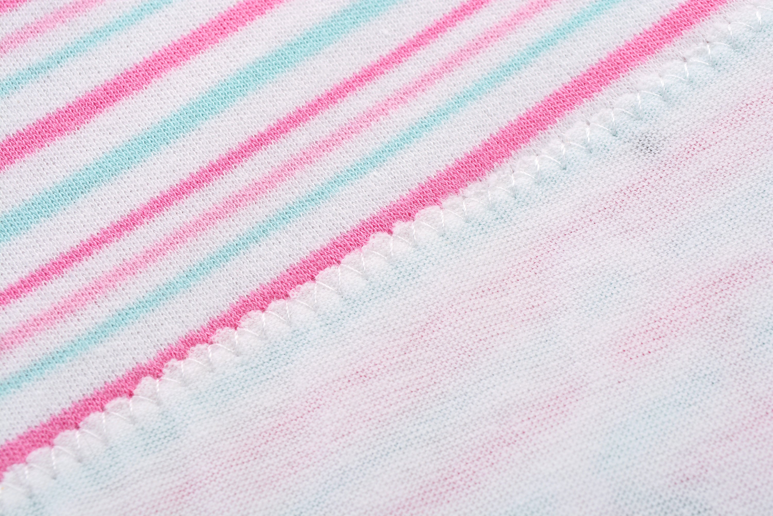 Baby Girl Romper Pink Blue Stripes w Embroidered Ice Cream - Little Kooma