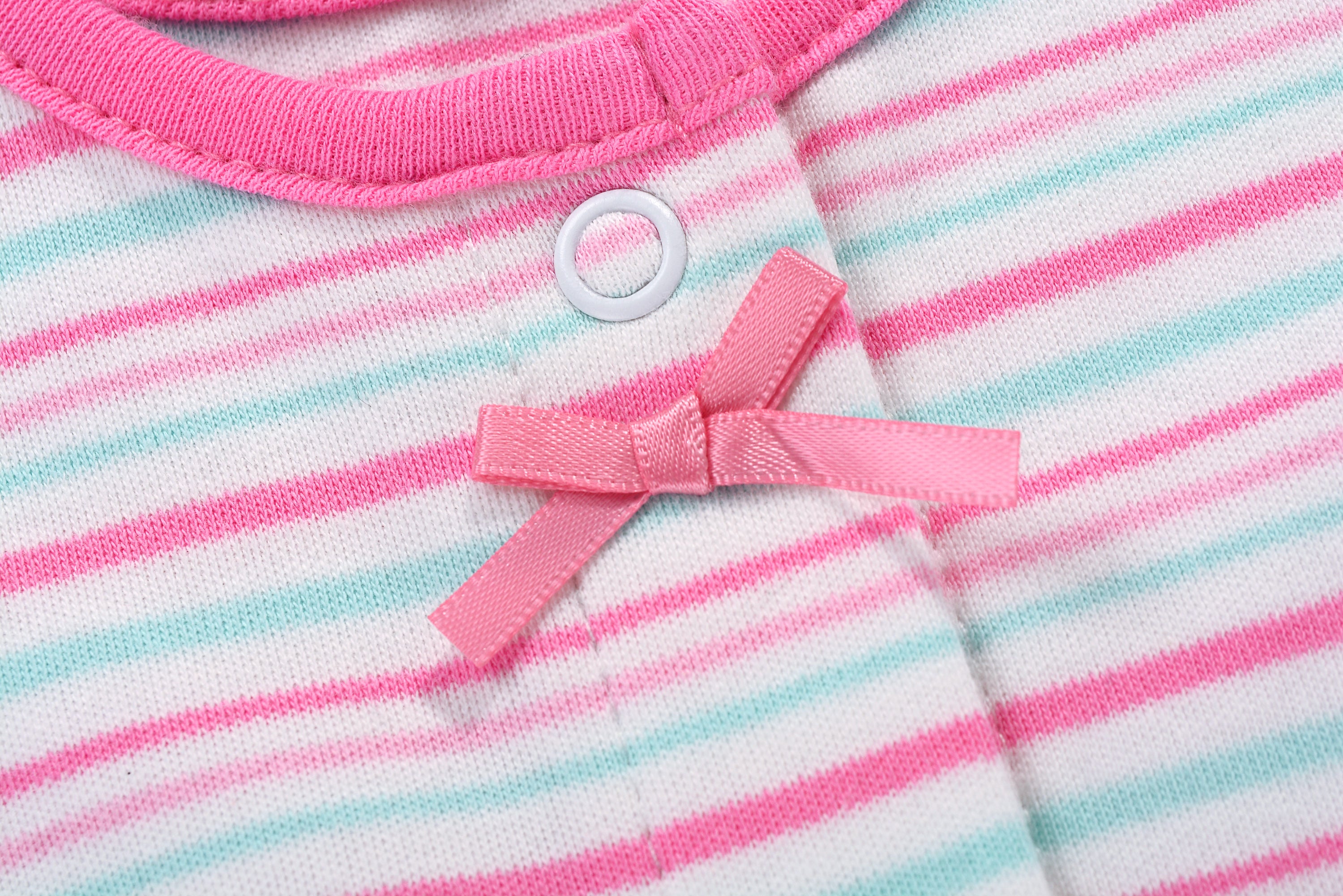 Baby Girl Romper Pink Blue Stripes w Embroidered Ice Cream - Little Kooma