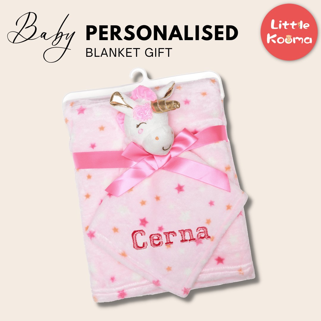 Personalised Customized Luvable Friends Plush Blanket With Unicorn 5102580 - Little Kooma