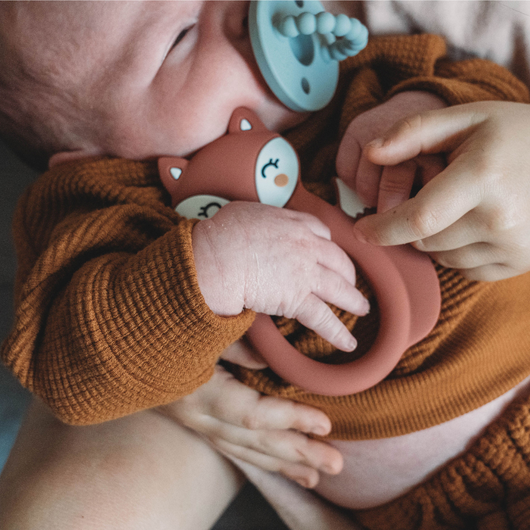 Baby Teether Set Fox Rust Silicone Teether Set By Little Cheeks - Little Kooma
