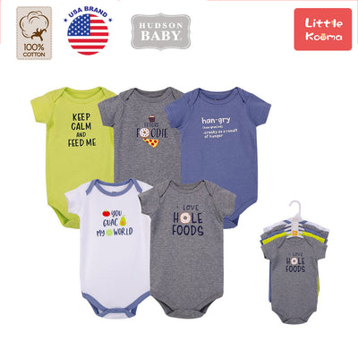 Hudson Baby Bodysuits 5 Piece Pack Food Boy 58907 - Little Kooma