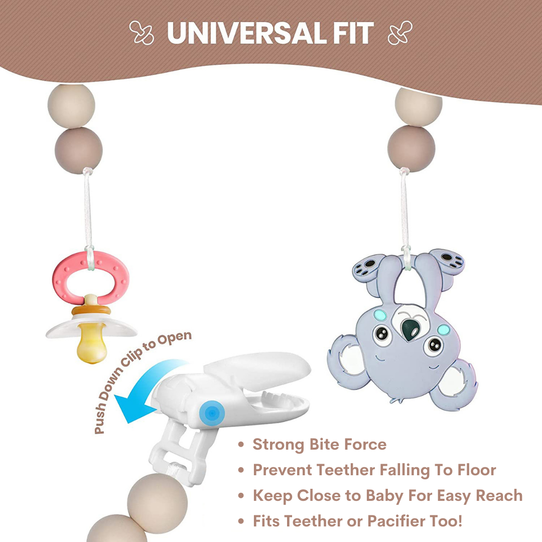 Baby Teether Set Pink Bear Silicone Teether Set By Little Cheeks - Little Kooma