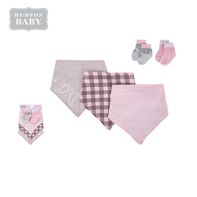 Baby Girls Triangle Bibs n Socks 5 Piece Pack 56207 - 0805 - Little Kooma