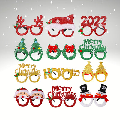 Christmas Holiday Glasses Glitter Glasses Frames Christmas Parties Accessories Photo Booth (One Size Fits All) - Little Kooma