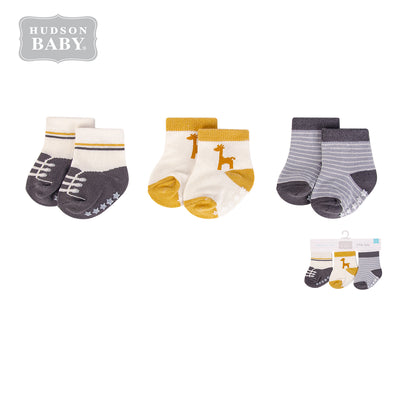 Hudson Baby Socks 3 Pairs Pack Anti-slip Giraffe 00773CH - Little Kooma