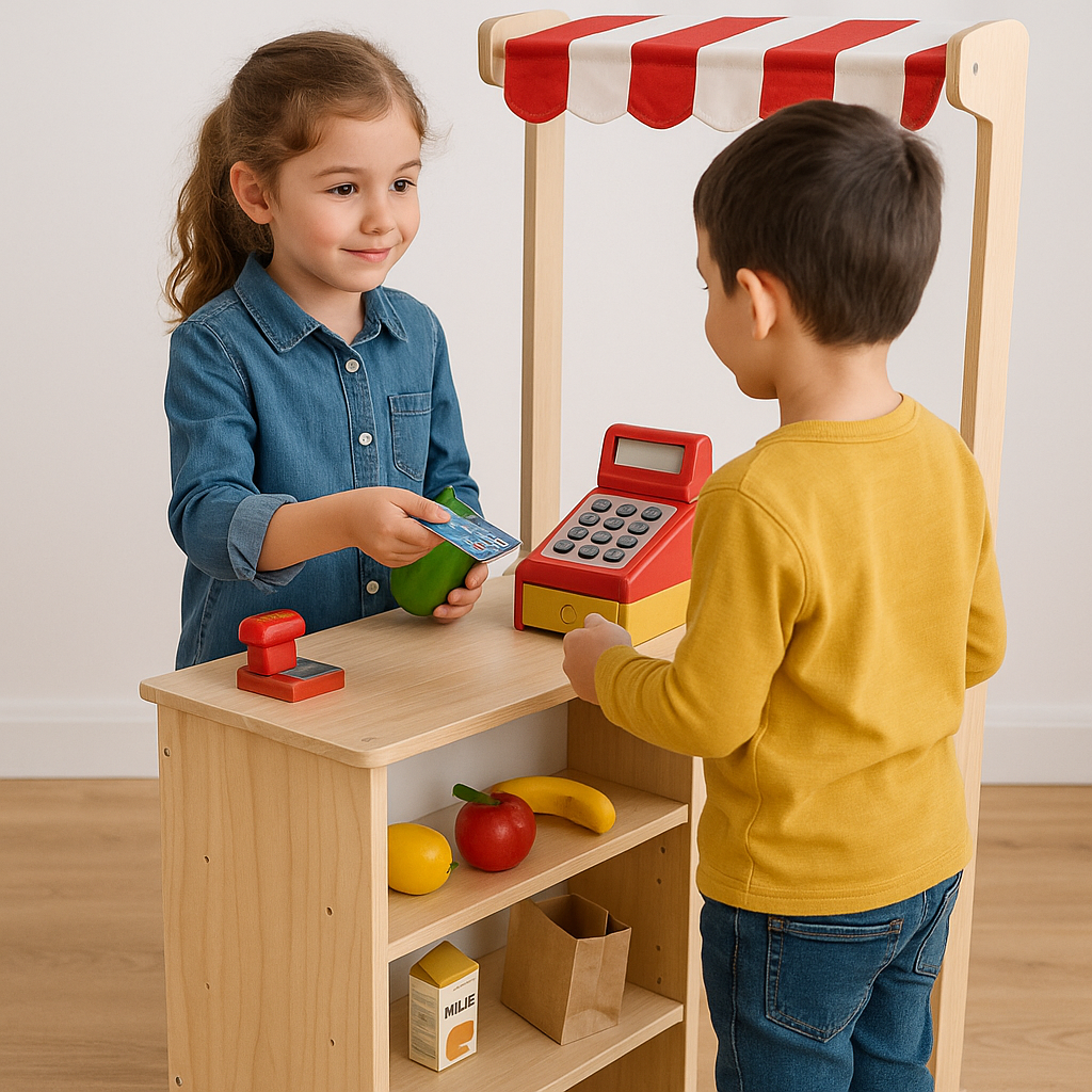 Unlocking Social Skills Through Role Play with the Wooden Checkout Counter