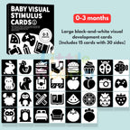 Ready Stock Baby Visual Stimulation Flash Cards  Large Size Black White Color Learning Set 0–36M - Little Kooma
