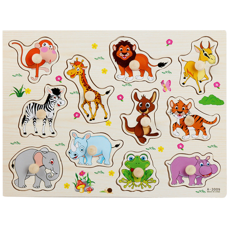 Wooden Toddler Animal Vehicle Puzzles w Handles Educational Montessori Puzzles Toys Clearance Sale 3 Years + - Little Kooma