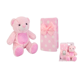 New Born Baby Girl LED Light Cloth Book Romper Hats Socks Swaddle Pink Bear Plushie Blanket Suitcase Mummy Makeup Gift Hamper Gift Box Set - Little Kooma