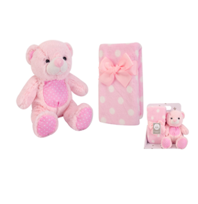 New Born Baby Girl LED Light Hand Rattles Hanging Chime Stroller Toy Romper Hats Socks Swaddle Pink Bear Plushie Blanket Suitcase Mummy Makeup Gift Hamper Gift Box Set - Little Kooma