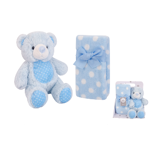 New Born Baby Boy LED Light Socks Cloth Books Plush Blanket Romper Spiral Toy Blue Bear Suitcase Mummy Makeup Box Gift Hamper Gift Box Set - Little Kooma