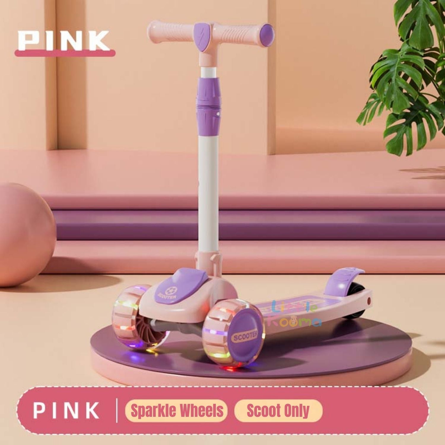 Ready Stock 2-in-1 Kids Scooter with Seat Adjustable Height LED Flash Wheels Toddler Kickboard - Little Kooma