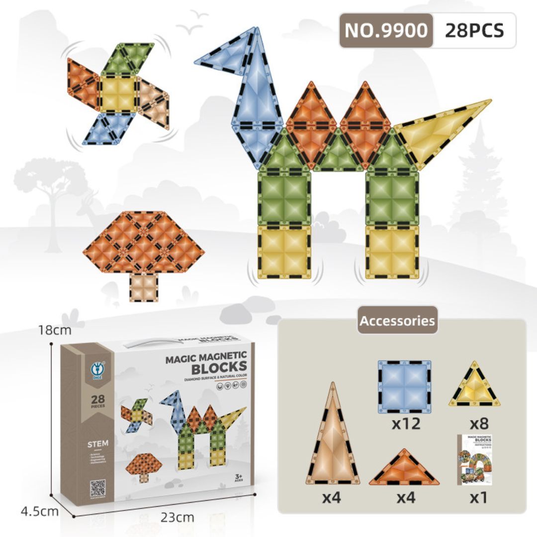 Magic Magnetic Blocks – STEM Building Toys for Kids, Creative Magnetic Tiles Set for Toddlers Ages 3-8 - Little Kooma