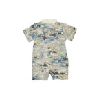 Singapore Souvenir Gift Chinese Landscape Painting Mountains Trees Houses Baby Boy Cheongsam Romper 0840 - Little Kooma