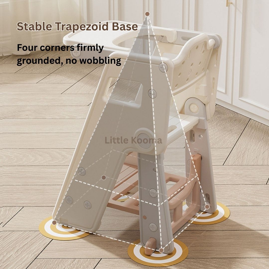 Ready Stock Foldable Baby High Chair & Kids Study Chair – Adjustable Height, Safety Guard, Learning Tower