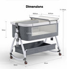 Baby Crib with Changing Table & Mosquito Net Height Adjustable Cradle & Mobile Bed Foldable & Washable - Little Kooma