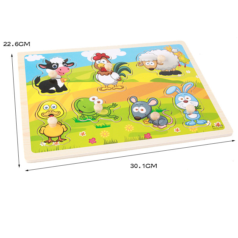 Wooden Toddler Animal Vehicle Puzzles w Handles Educational Montessori Puzzles Toys Clearance Sale 3 Years + - Little Kooma