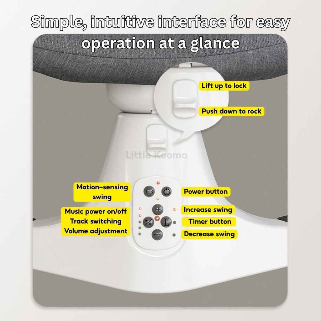 Electric Baby Rocking Chair with Bluetooth Music, Remote Control & Mosquito Net – Adjustable Swing & Recline