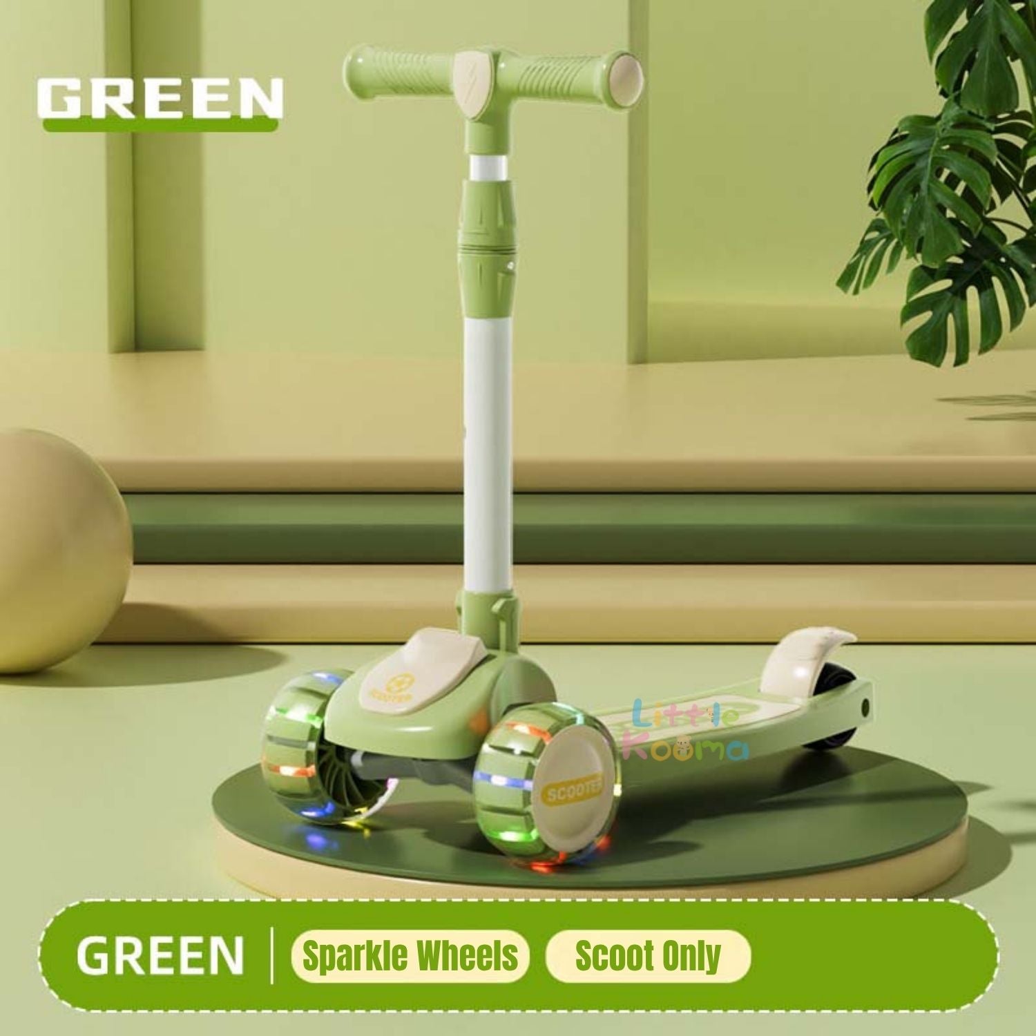 Ready Stock 2-in-1 Kids Scooter with Seat Adjustable Height LED Flash Wheels Toddler Kickboard - Little Kooma