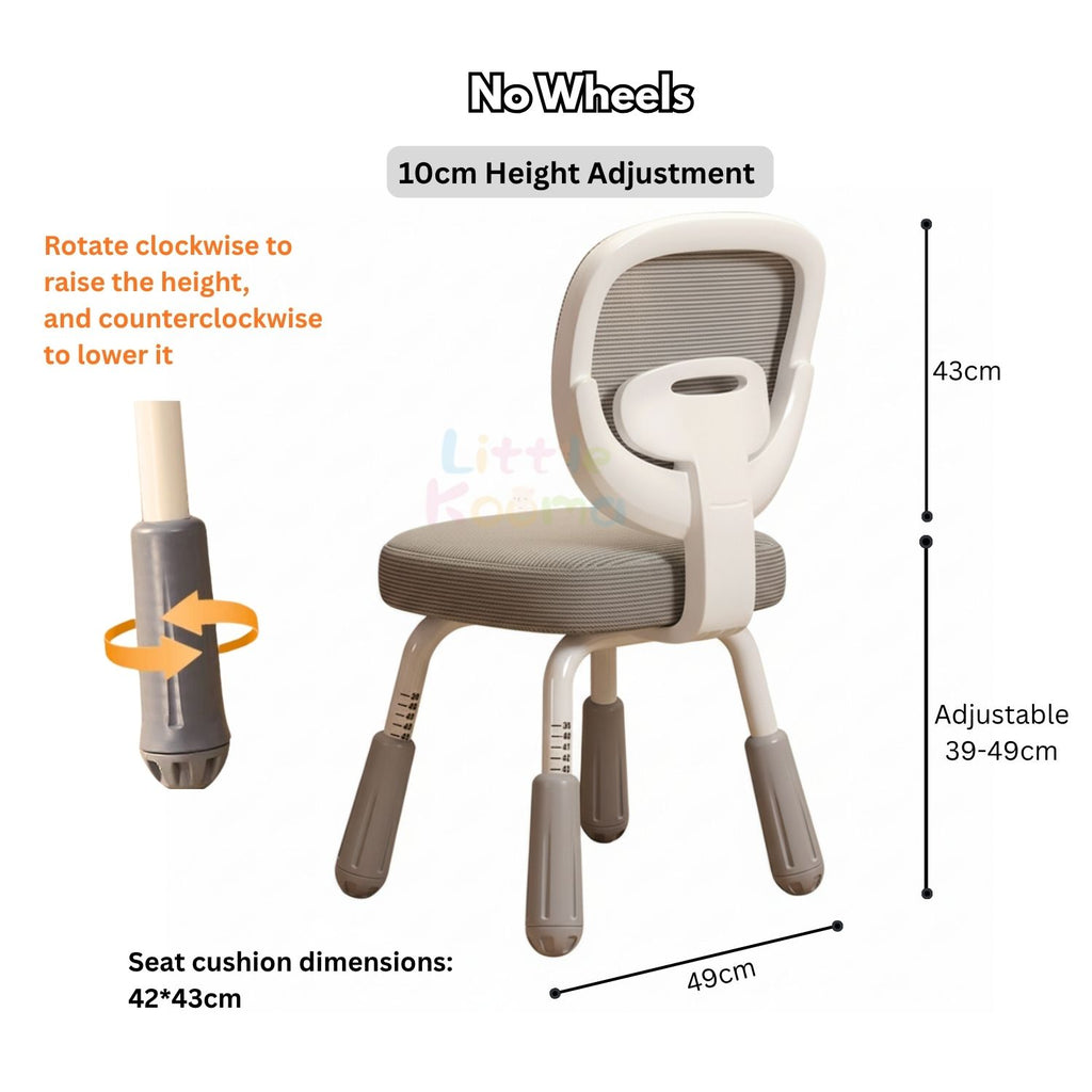 Ready Stock Kids Ergonomic Study Chair Height Adjustable 360° Swivel WithWithout Wheels Footrest