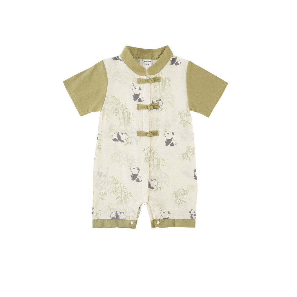 Singapore Souvenir Gift Panda Eat Bamboos Baby Boy Cheongsam Romper 0841 - Little Kooma