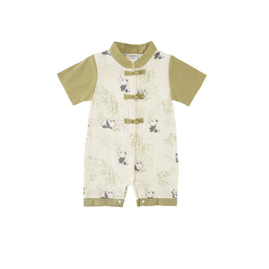 Singapore Souvenir Gift Panda Eat Bamboos Baby Boy Cheongsam Romper 0841 - Little Kooma