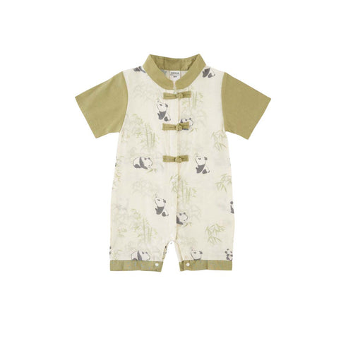 Singapore Souvenir Gift Panda Eat Bamboos Baby Boy Cheongsam Romper 0841 - Little Kooma