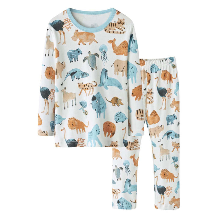 Baby Kids Pajamas Zoo Animals Top n Pants Set - Little Kooma