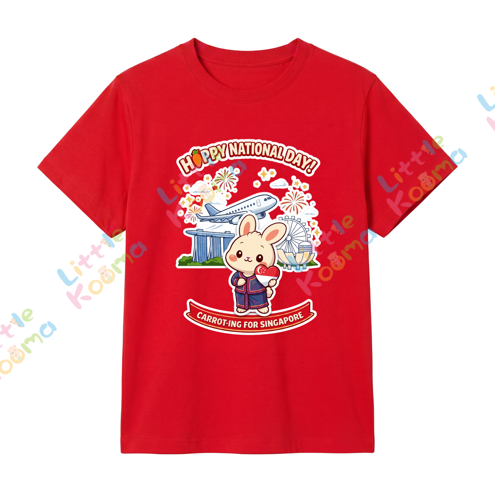 Singapore National Day Kids Red T-Shirt Family Matching Outfit - CARROT-ING for Singapore - Little Kooma
