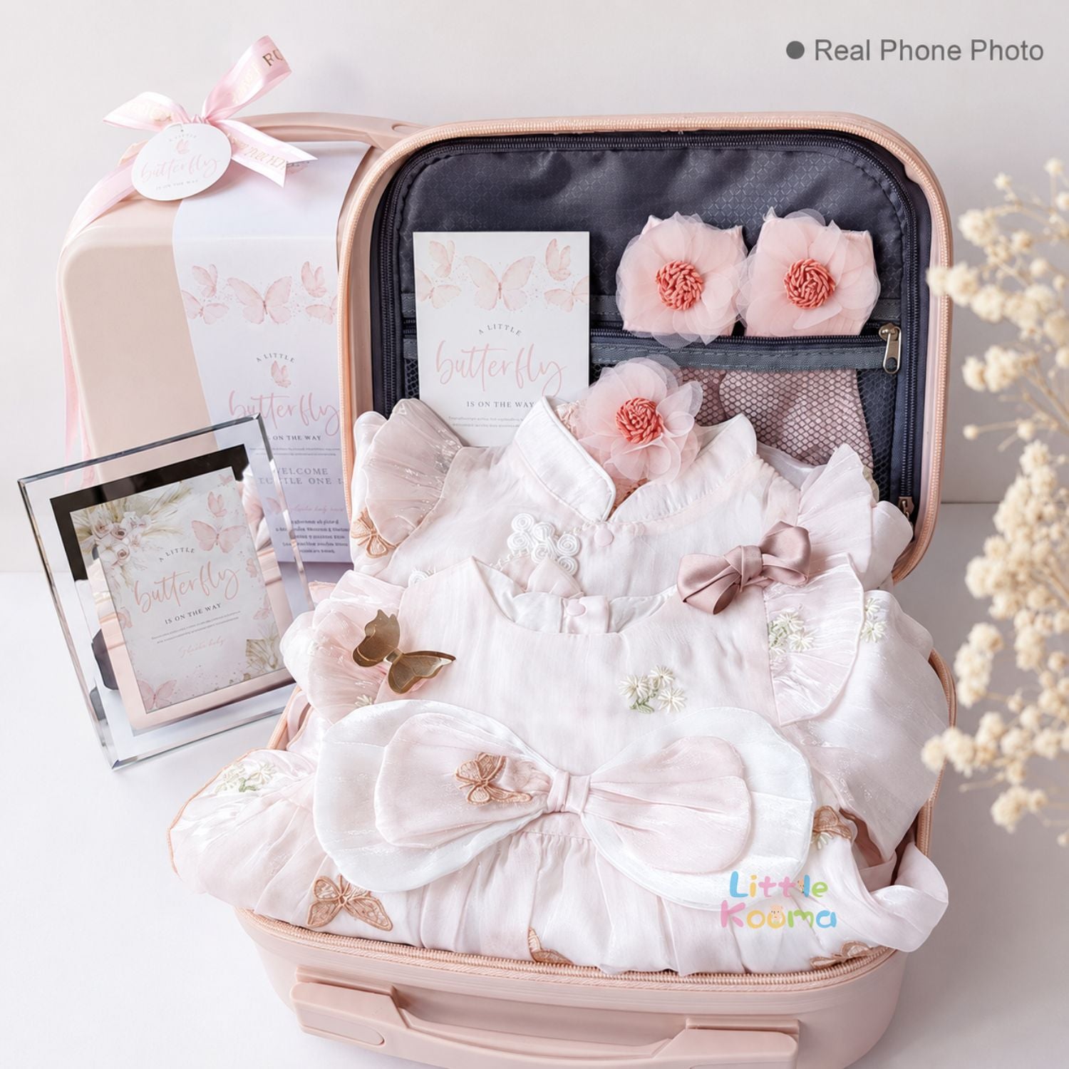 Butterfly Fairy Baby Girl Gift Set with Dress, Romper, Accessories & Premium Carry Case