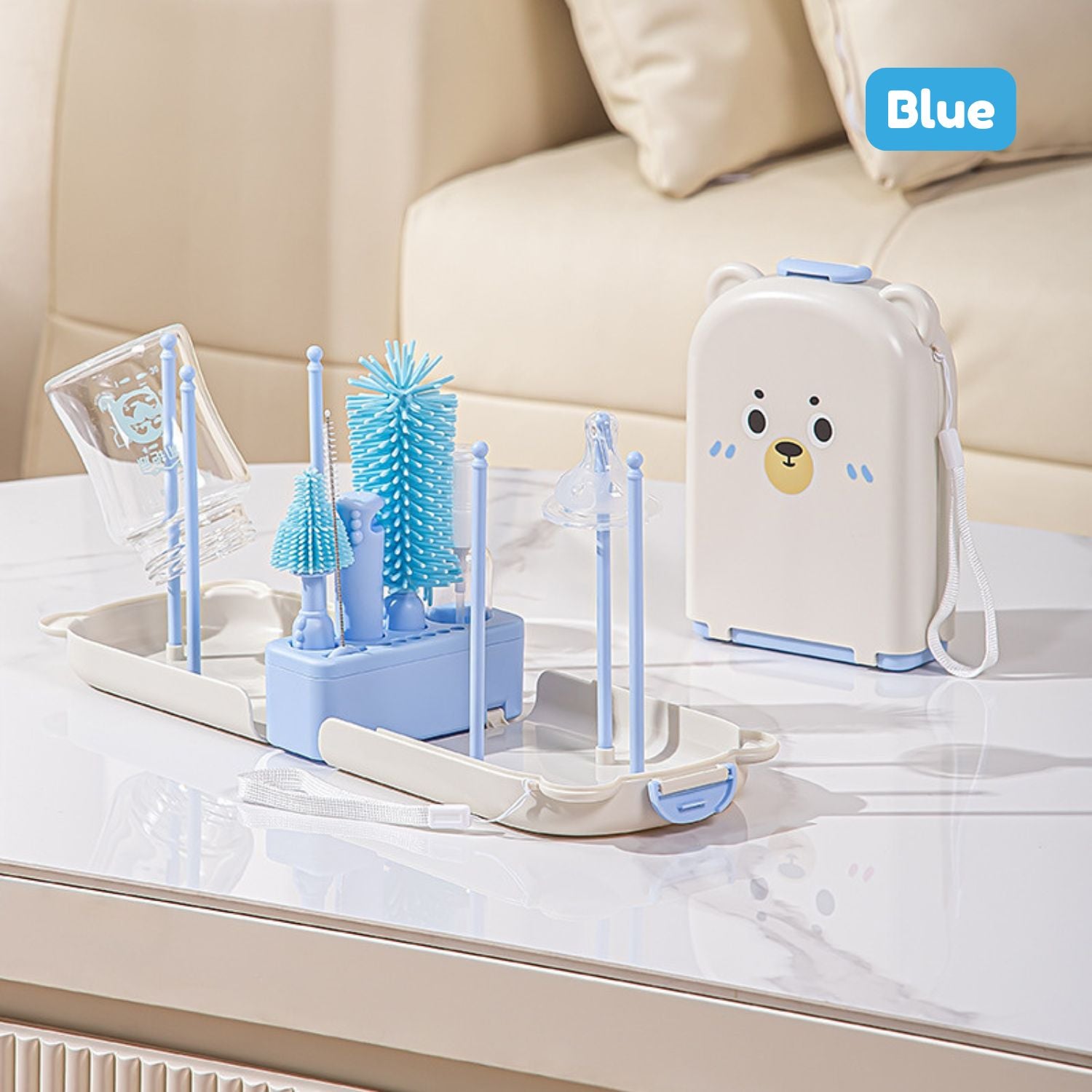 Ready Stock Baby Bottle Cleaning Brush Set Travel Drying Rack Case Sterilisable Brushes