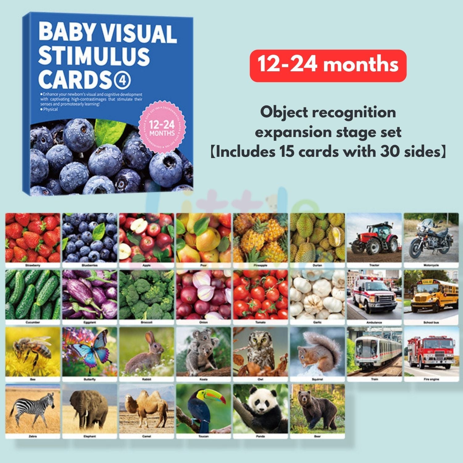 Ready Stock Baby Visual Stimulation Flash Cards  Large Size Black White Color Learning Set 0–36M