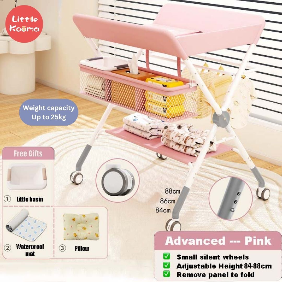Mobile Foldable Multi-functional Baby Diaper Changing Station Table Adjustable Height - Little Kooma