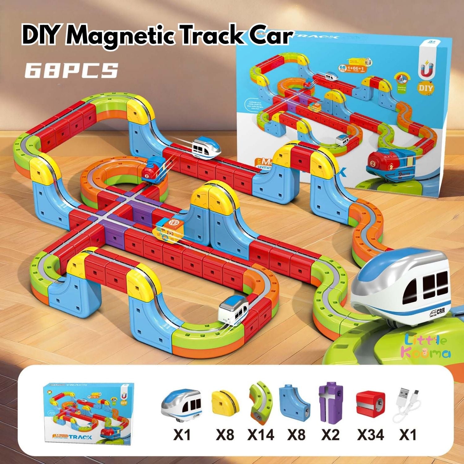 eady Stock Magnetic Anti-Gravity Track Car DIY Electric Train Toy Set STEM Learning Gift for Kids 3+ - Little Kooma