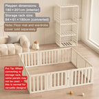 3-in-1 Kids Playpen | Converts to Storage Shelf & Wardrobe | HDPE Safety Fence with Door Lock | Baby Play Yard - Little Kooma