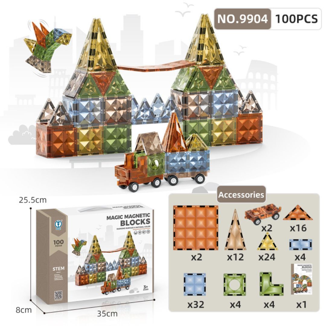 Magic Magnetic Blocks – STEM Building Toys for Kids, Creative Magnetic Tiles Set for Toddlers Ages 3-8 - Little Kooma
