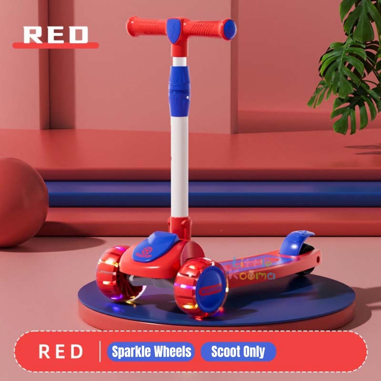 Ready Stock 2-in-1 Kids Scooter with Seat Adjustable Height LED Flash Wheels Toddler Kickboard - Little Kooma