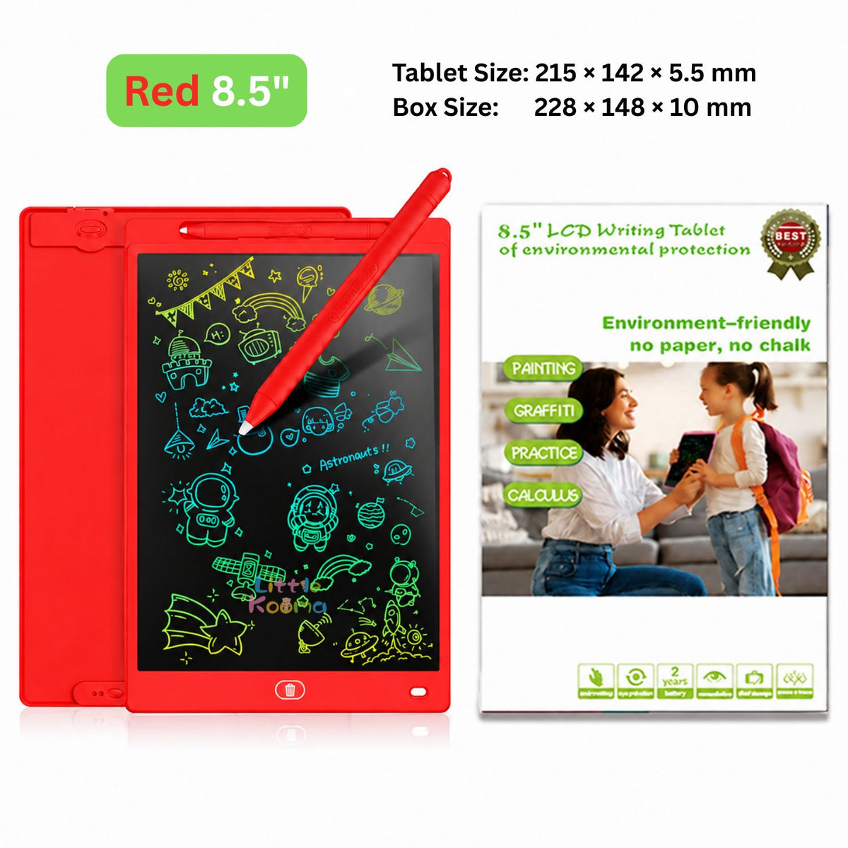 Kids LCD Writing Tablet & Reusable Doodle Board with Stylus 2 Years + | 8.5", 10" & 12"