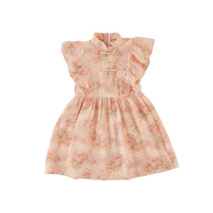 Singapore Souvenir Gift Pink Floral Baby Kids Girl Cheongsam Dress 0850 - Little Kooma