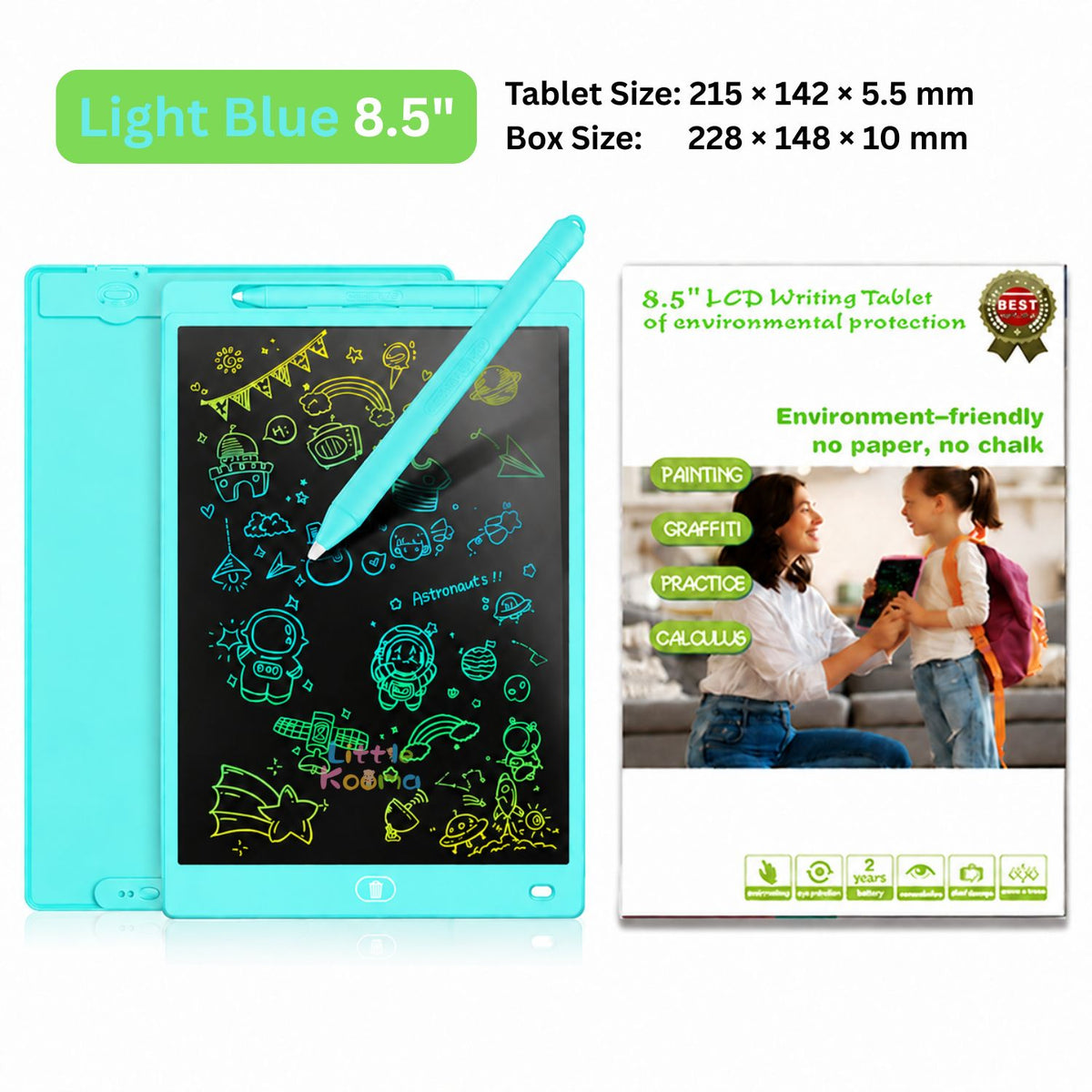 Kids LCD Writing Tablet & Reusable Doodle Board with Stylus 2 Years + | 8.5", 10" & 12"
