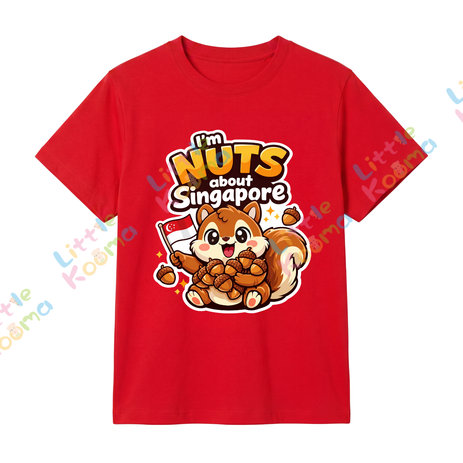 Singapore National Day Kids Red T-Shirt Family Matching Outfit - I'M NUTS about Singapore - Little Kooma