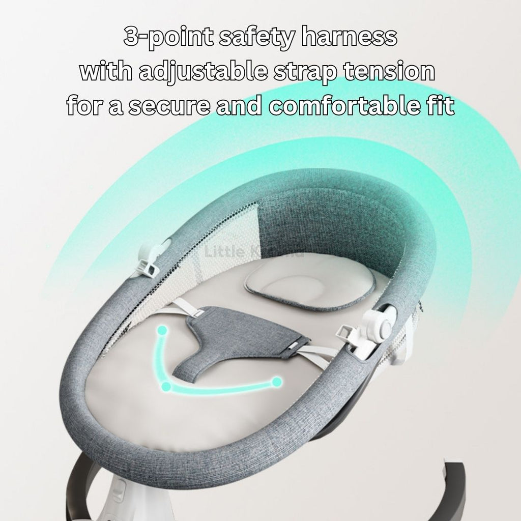 Electric Baby Rocking Chair with Bluetooth Music, Remote Control & Mosquito Net – Adjustable Swing & Recline