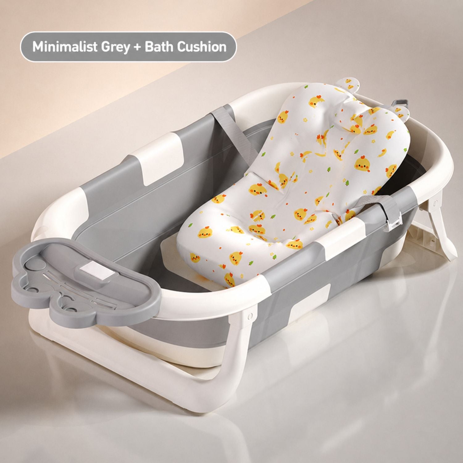 Ready Stock Foldable Baby Bathtub with Bath Cushion & Digital Temp Display for Newborn Toddler