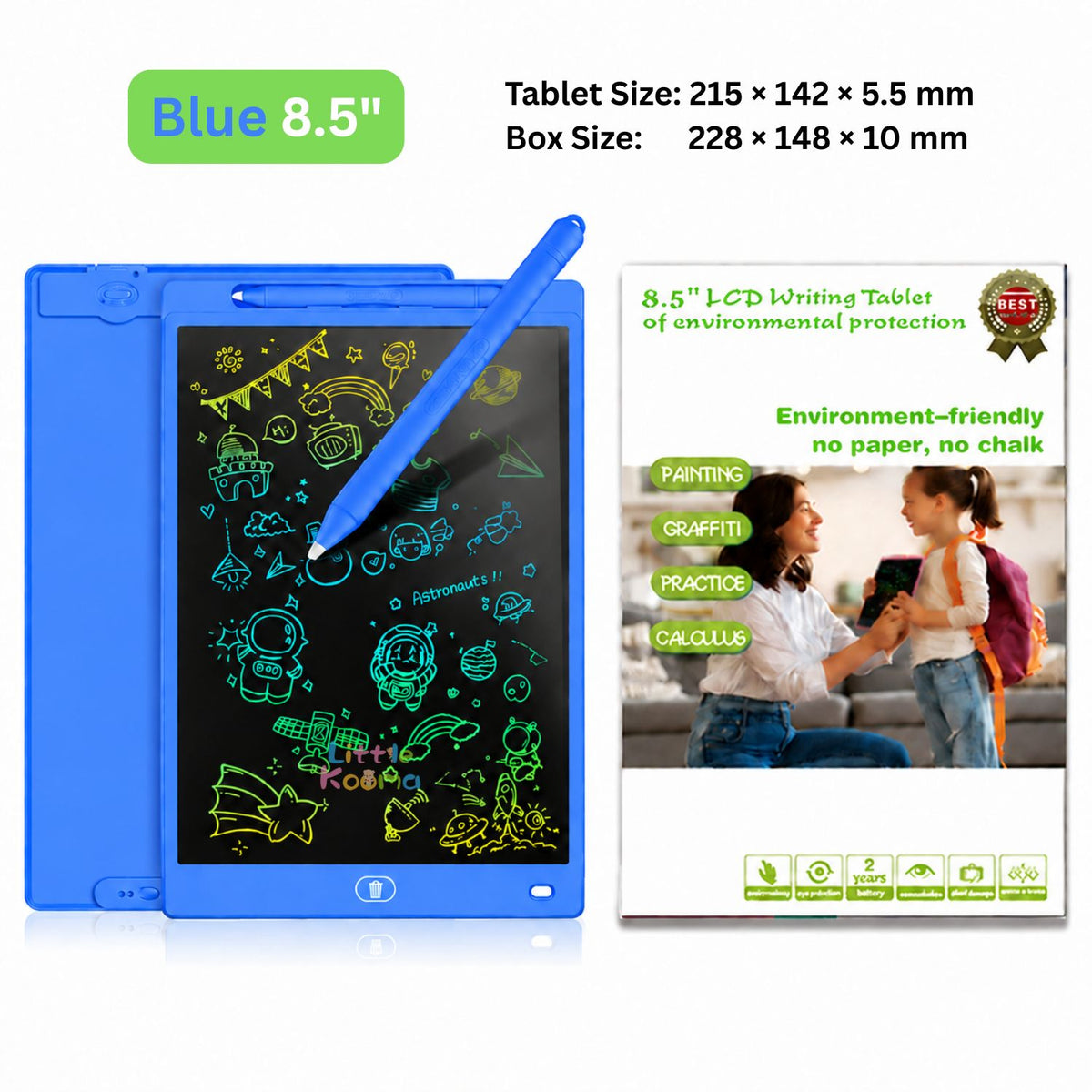 Kids LCD Writing Tablet & Reusable Doodle Board with Stylus 2 Years + | 8.5", 10" & 12"