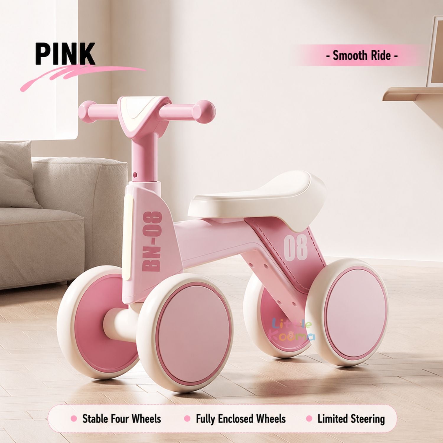 Ready Stock Baby Balance Bike 18-48 Months Kids Ride On Toy EVA Silent Wheels Storage Basket - Little Kooma
