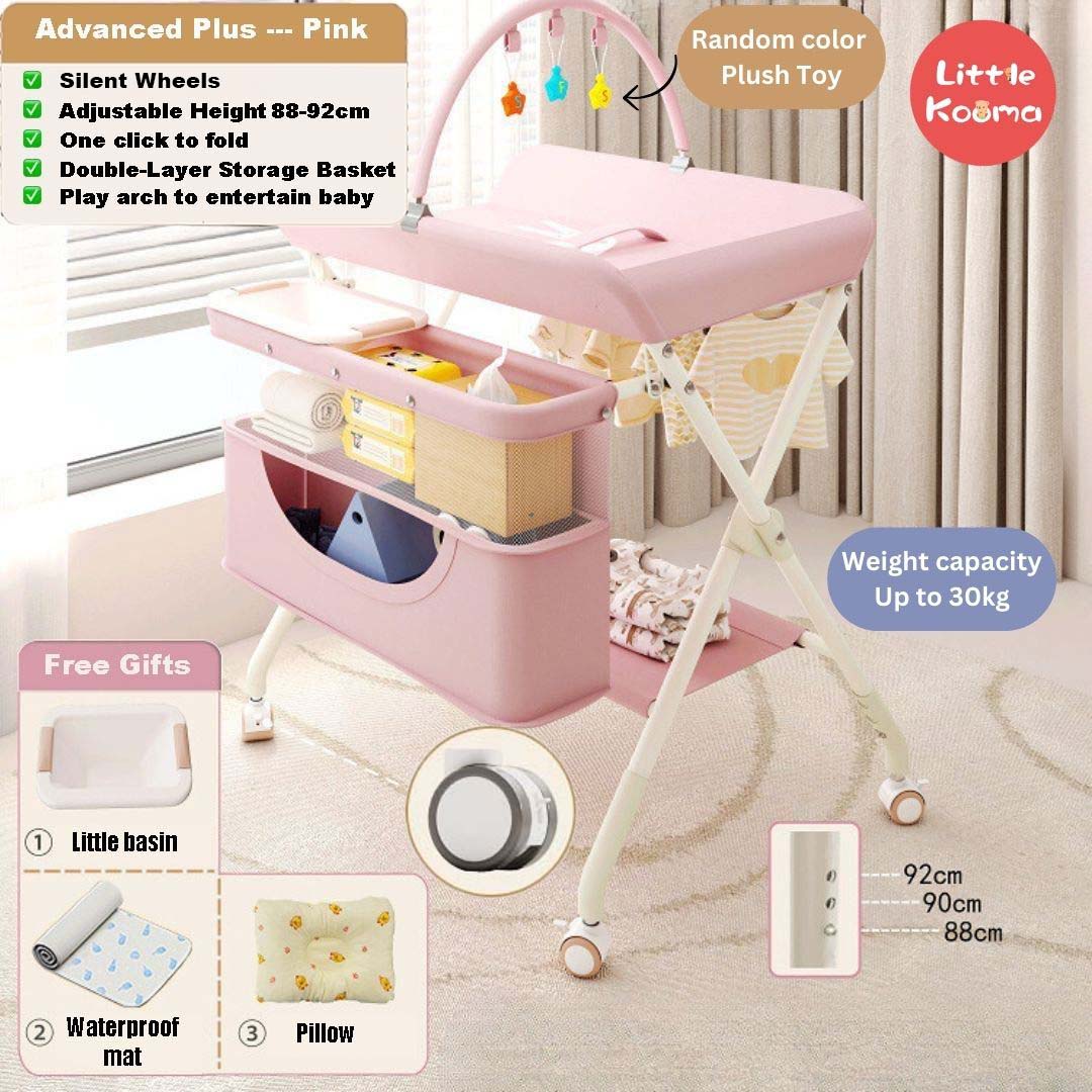 Mobile Foldable Multi-functional Baby Diaper Changing Station Table Adjustable Height - Little Kooma