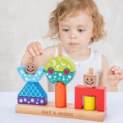 Wooden Stacking Toys Clearance Sale 18 Months + Day n Night - Little Kooma