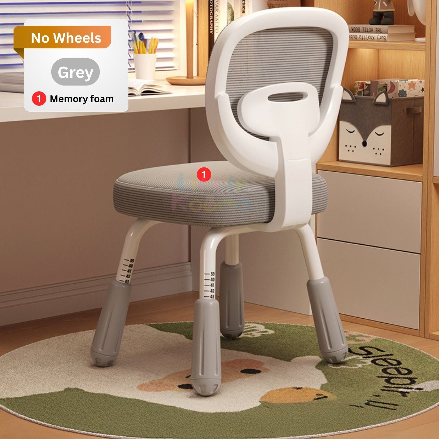 Ready Stock Kids Ergonomic Study Chair Height Adjustable 360° Swivel WithWithout Wheels Footrest - Little Kooma