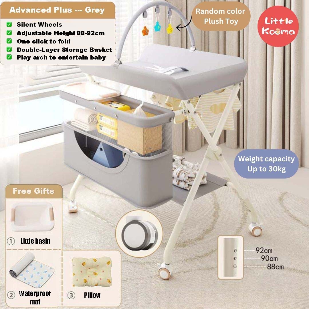 Mobile Foldable Multi-functional Baby Diaper Changing Station Table Adjustable Height - Little Kooma